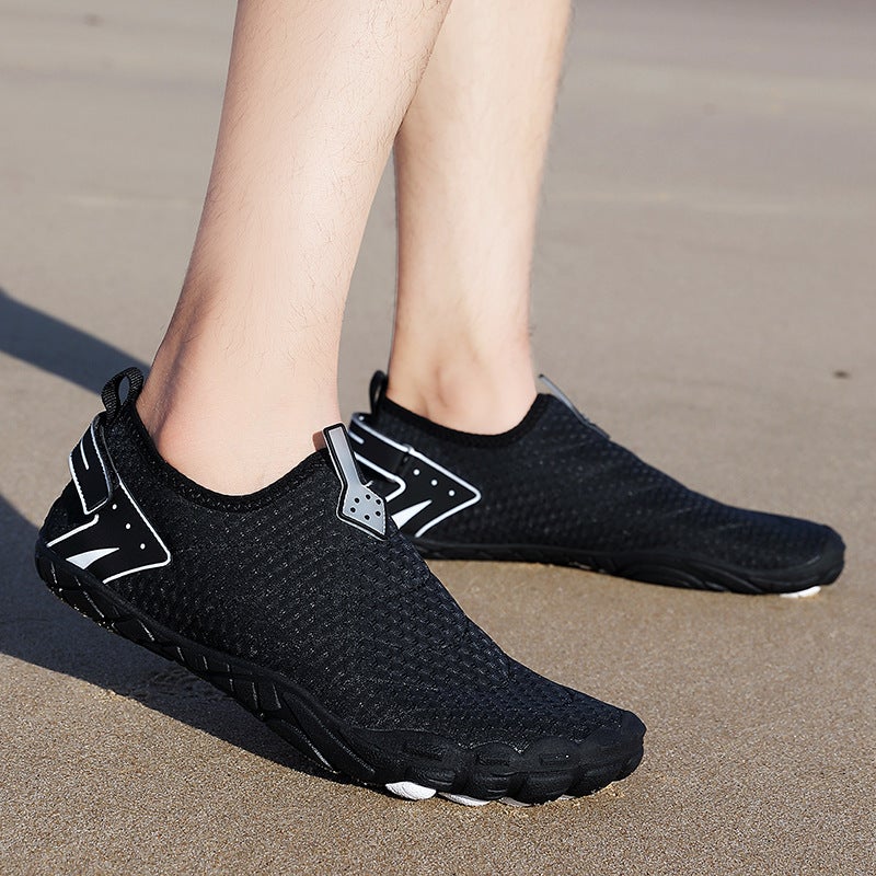 Generic New Large Size Outdoor Beach Swimming Shoes Drainage Quick-drying Non-slip Breathable Wading Shoes Tracing Shoes Fitness Yoga Shoes ZB02 Black 