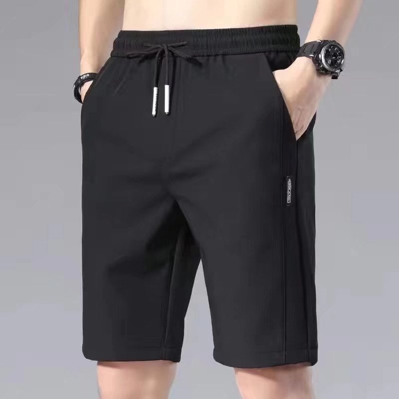 Shorts Mens Summer Thin Korean Style Fashionable Casual Ice Silk Sports Pants Loose Straight Trendy Brand Beach Pants Black-trousers  - Image 5