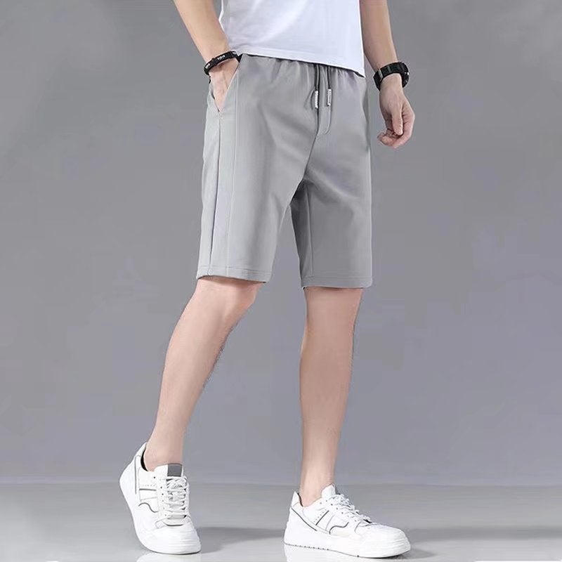 Shorts Mens Summer Thin Korean Style Fashionable Casual Ice Silk Sports Pants Loose Straight Trendy Brand Beach Pants Black-trousers  - Image 3