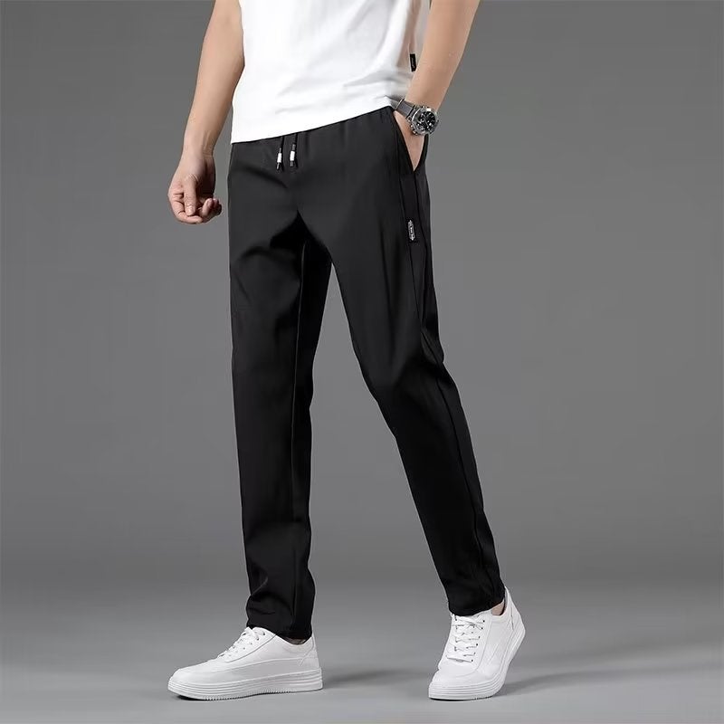 Shorts Mens Summer Thin Korean Style Fashionable Casual Ice Silk Sports Pants Loose Straight Trendy Brand Beach Pants Black-trousers  - Image 1