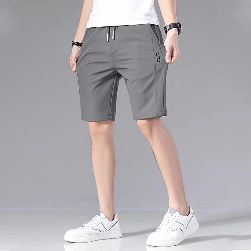 Shorts Mens Summer Thin Korean Style Fashionable Casual Ice Silk Sports Pants Loose Straight Trendy Brand Beach Pants Black-trousers  - Image 2