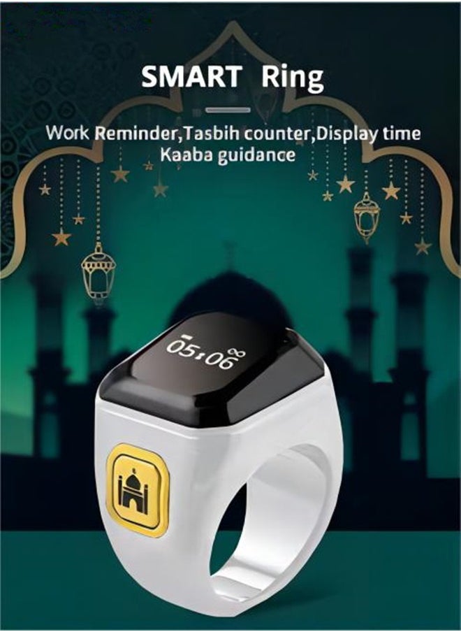 BSTWSH 18mm Zikr Smart Ring, with Bluetooth connection, vibration reminder, Tasbih counter and 5 daily prayer reminders, specially designed for Middle Eastern Arab countries  - Image 3