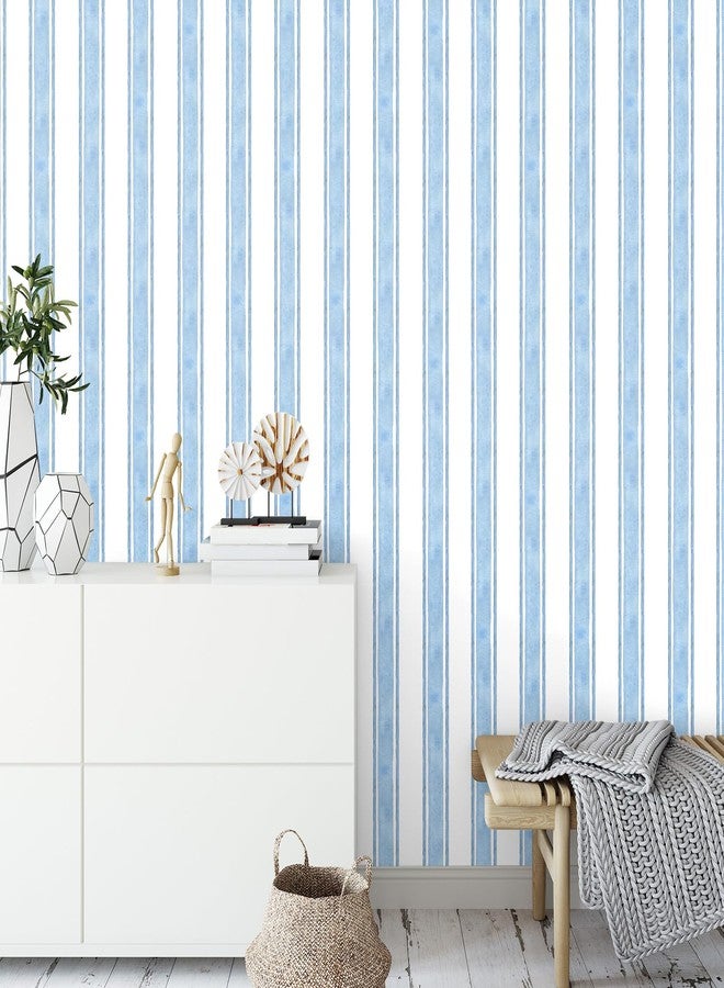 Affrolling Striped Peel and Stick Wallpaper Watercolor Stripe Self Adhesive Wallpaper Decal for Bedroom Cabinet Drawer Furniture Wall Decor, 15.75'' x 118.11'' (Blue) - Image 4