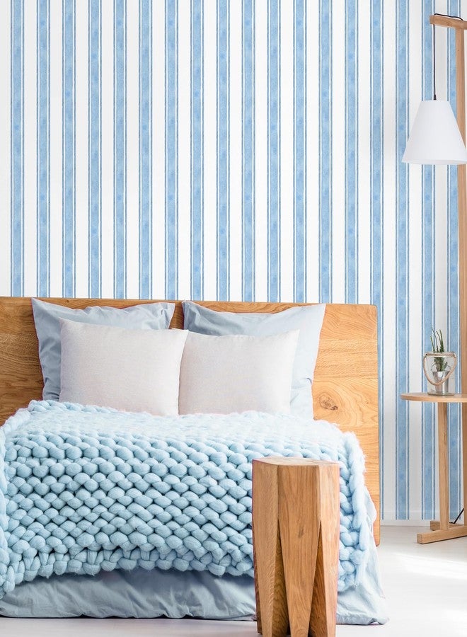 Affrolling Striped Peel and Stick Wallpaper Watercolor Stripe Self Adhesive Wallpaper Decal for Bedroom Cabinet Drawer Furniture Wall Decor, 15.75'' x 118.11'' (Blue) - Image 5