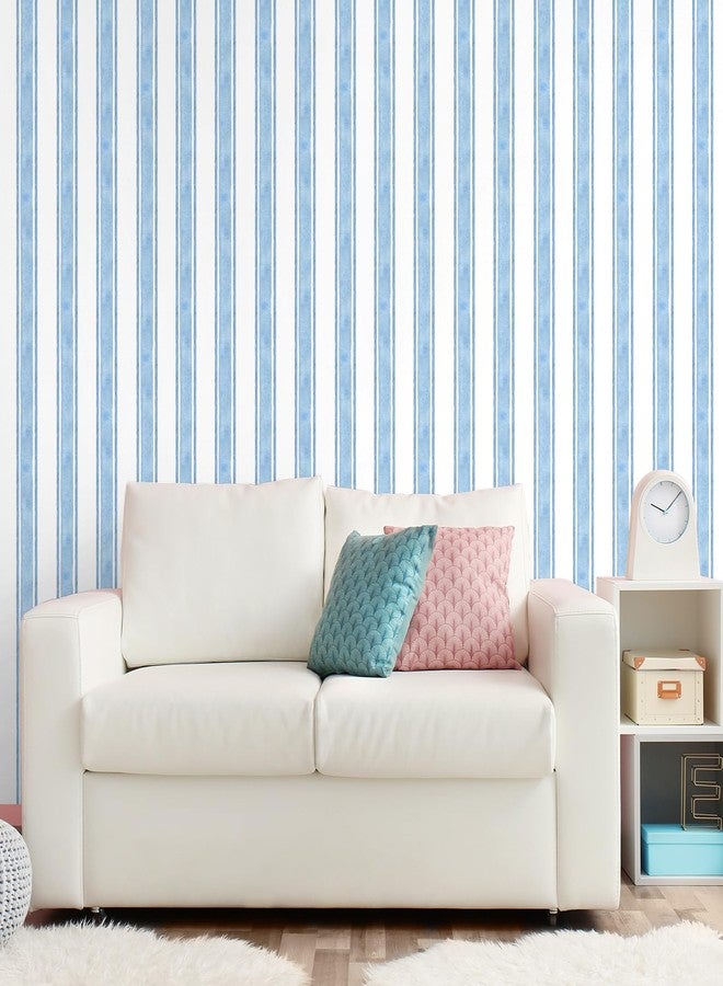Affrolling Striped Peel and Stick Wallpaper Watercolor Stripe Self Adhesive Wallpaper Decal for Bedroom Cabinet Drawer Furniture Wall Decor, 15.75'' x 118.11'' (Blue) - Image 3