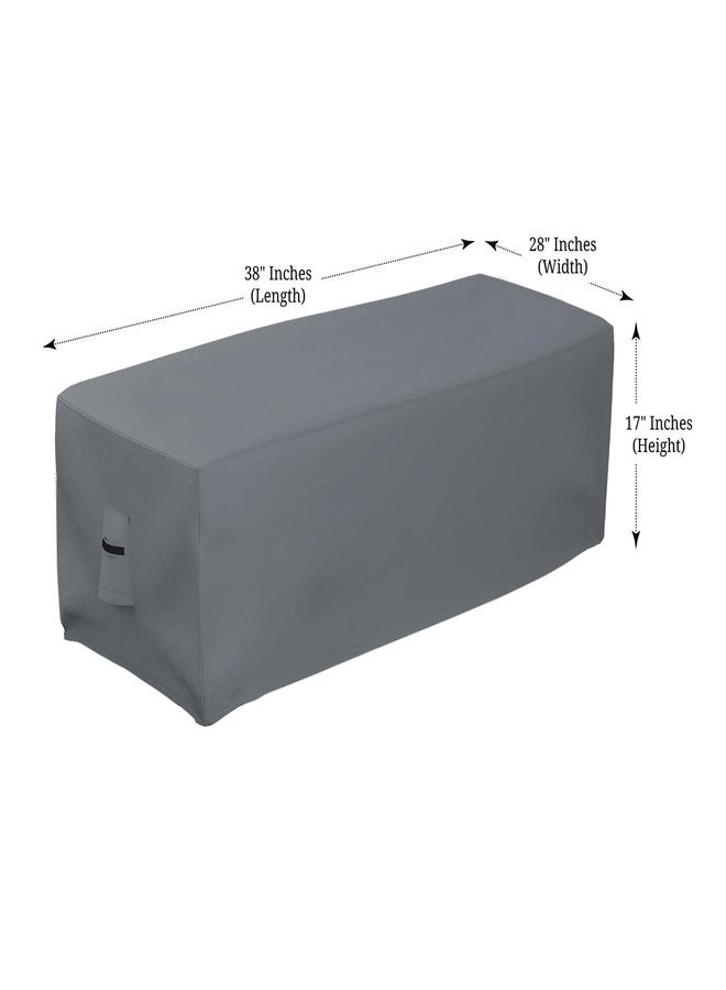 Covers & all Rectangular Fire Pit Cover, Rectangle shape, 12 Oz Waterproof UV & Weather Resistant, Patio Lawn Garden Backyard Outside, with Air Vents & Drawstrings (38"L x 28"W x 17"H Inches, Gray) - Image 2