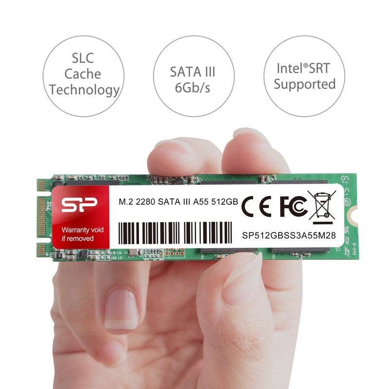 SP Silicon Power Silicon Power 512GB A55 M.2 SSD SATA III Internal Solid State Drive 2280 SU512GBSS3A55M28AC - Image 3