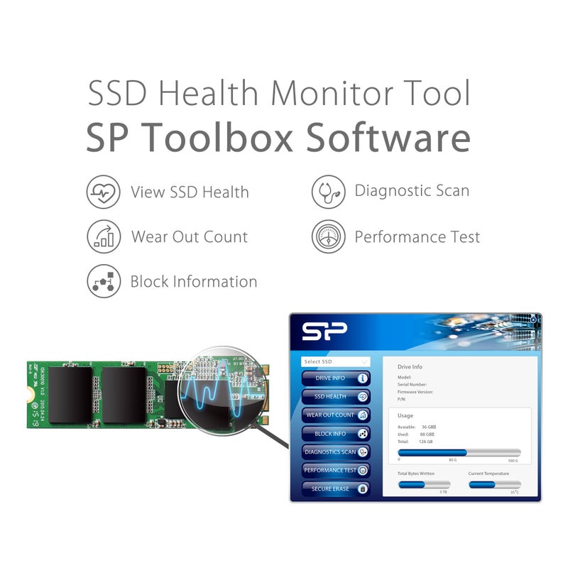 SP Silicon Power Silicon Power 512GB A55 M.2 SSD SATA III Internal Solid State Drive 2280 SU512GBSS3A55M28AC - Image 4