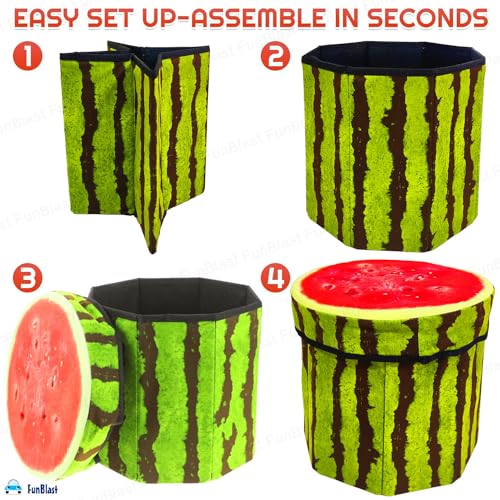 FunBlast Multi-Functional Folding Storage Ottoman Box Organizer Cum Stool with Seat Cushion, Storage Boxes for Toys for Kids, Storage Boxes for Clothes and Other Items for Home (Multicolor) - Image 3