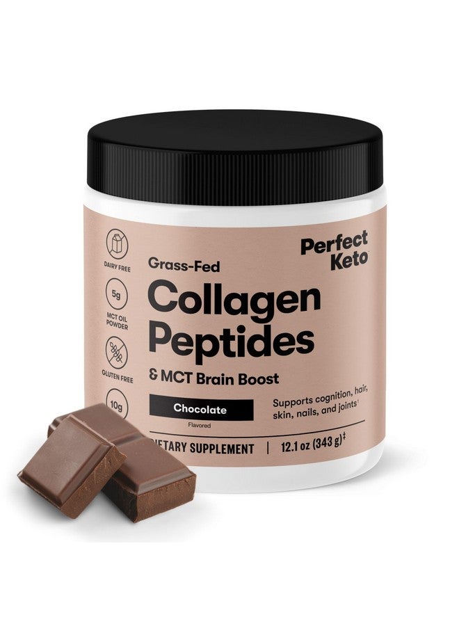 Perfect Keto Collagen Peptides Protein Powder with MCT Oil, Hydrolyzed Collagen, Type I & III Supplement, Gluten Free, Grass Fed, Low Carb, Keto Coffee Creamer, Collagen for Women & Men, Chocolate - Image 1