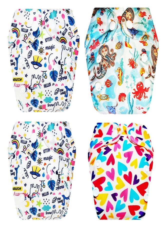 Dumbledo Premium Newborn Cloth Diaper with Integrated Insert (Pack of 4) | Soft & Gentle | 6-Layer Absorbent Pad | Easy to Clean | Perfect for Indian Summers | 0 - 4 Months | Unisex Baby - Image 1