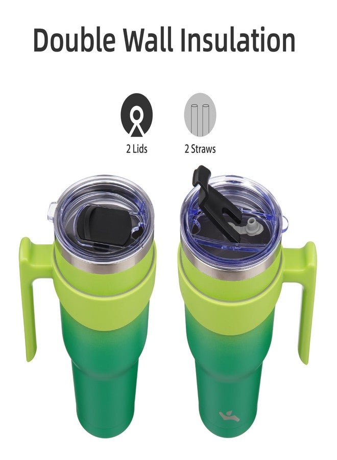 Konokyo 30 oz Tumbler with Handle and 2 Straw 2 Lid, Insulated Water Bottle Stainless Steel Vacuum Cup Reusable Travel Mug,Matcha Green - Image 3
