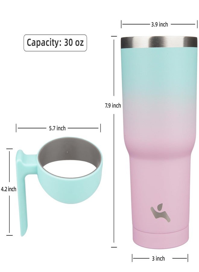 Konokyo 30 oz Tumbler with Handle and 2 Straw 2 Lid, Insulated Water Bottle Stainless Steel Vacuum Cup Reusable Travel Mug,Matcha Green - Image 4