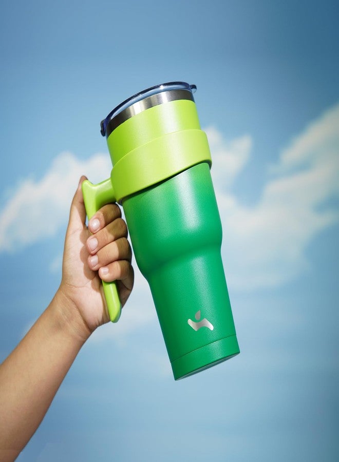 Konokyo 30 oz Tumbler with Handle and 2 Straw 2 Lid, Insulated Water Bottle Stainless Steel Vacuum Cup Reusable Travel Mug,Matcha Green - Image 5