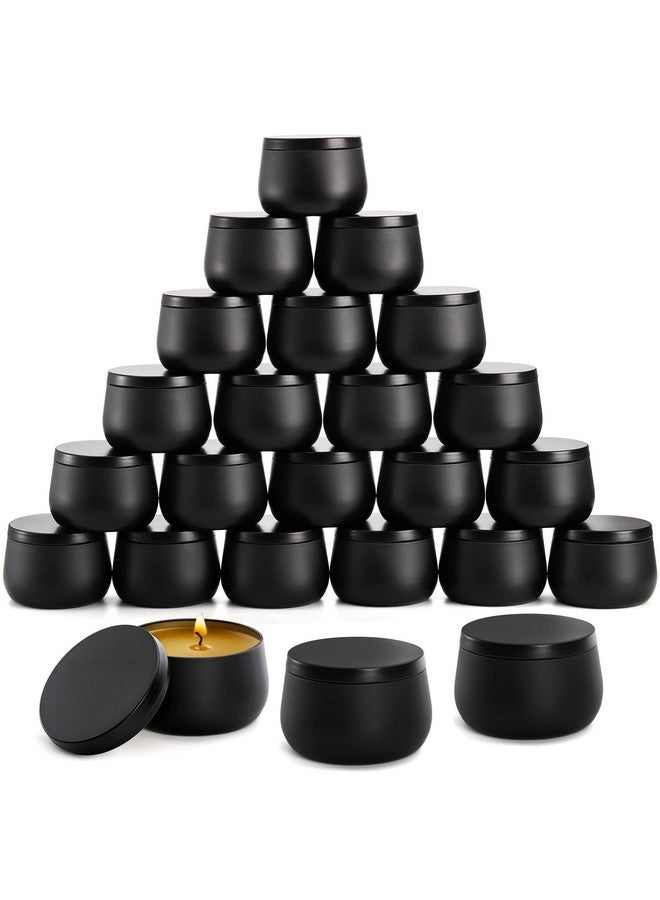 ZENFUN 24 Pieces Black Candle Tins With Lids 8 Oz Bulk Empty Candle Jars Metal Tin Containers For Making Candles Storing Snacks 3.5 X 2 - Image 1