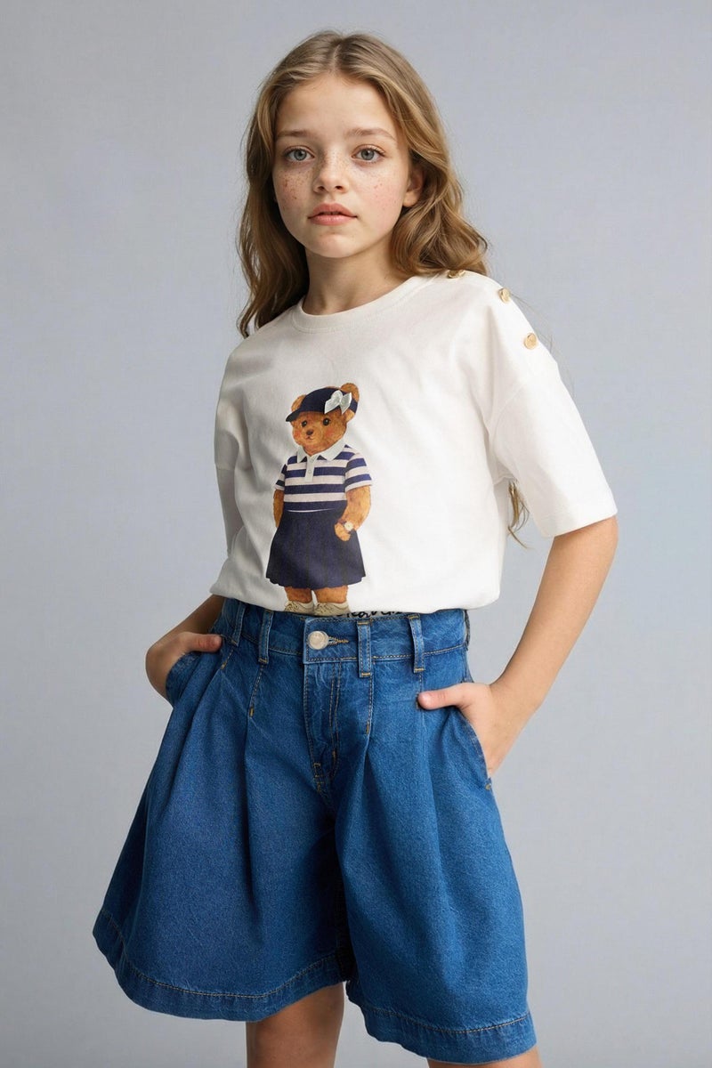 DeFacto Blue Girl Girl Shorts Casual - Image 3