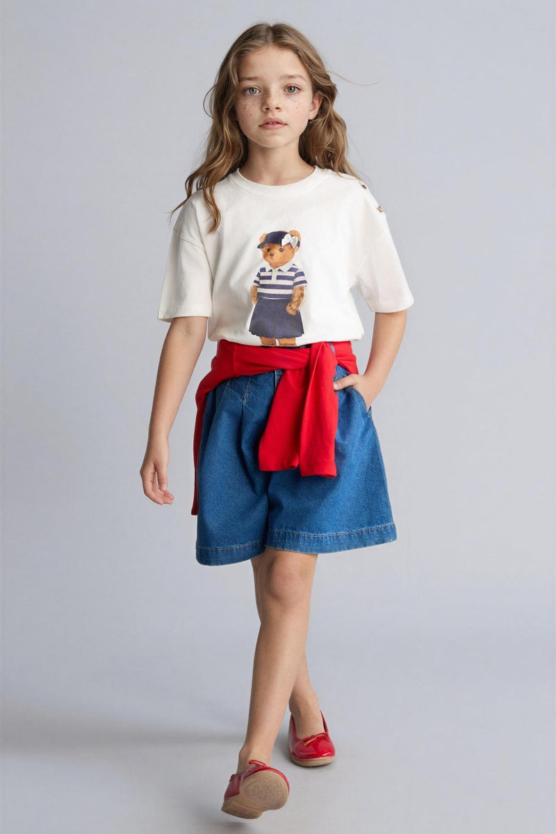 DeFacto Blue Girl Girl Shorts Casual - Image 2