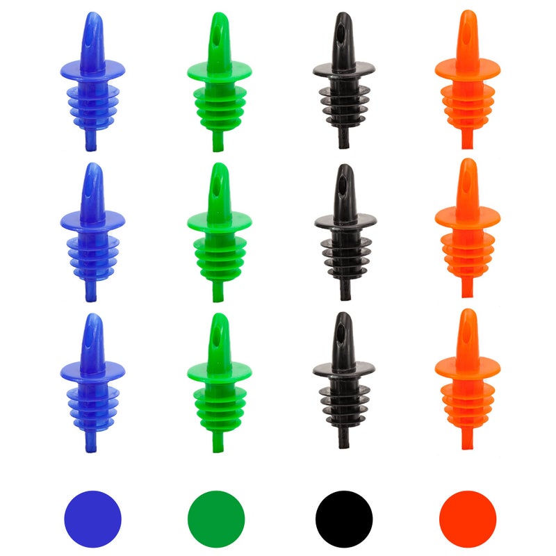 EHOMEA2Z Shaved Ice Pourers 12 Pack  Ideal for Snow Cone Syrup Bottles Shaved Ice Syrups Snow Cone Accessories Liquor Juice Salad Dressing  Free Flow Pourers  Plastic Bottle 12Assorted