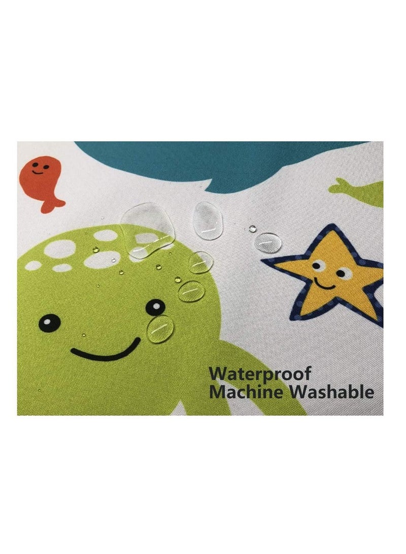 Splat Mat for Under Highchair/Arts/Crafts, Baby Reusable Waterproof Anti-Slip Floor Splash Mat, Portable Play Mat and Table Cover (51", Seaworld) - Image 3