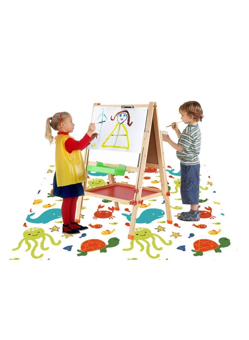Splat Mat for Under Highchair/Arts/Crafts, Baby Reusable Waterproof Anti-Slip Floor Splash Mat, Portable Play Mat and Table Cover (51", Seaworld) - Image 5
