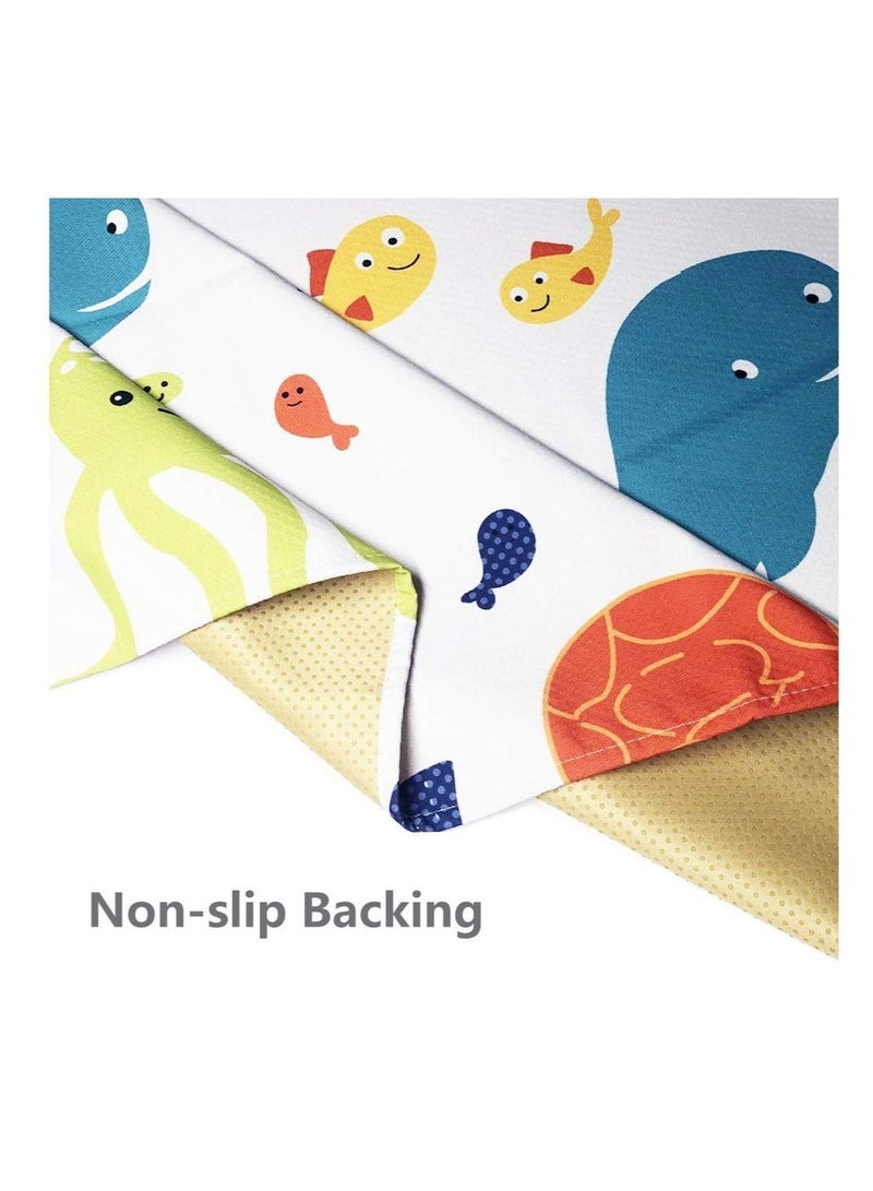 Splat Mat for Under Highchair/Arts/Crafts, Baby Reusable Waterproof Anti-Slip Floor Splash Mat, Portable Play Mat and Table Cover (51", Seaworld) - Image 4