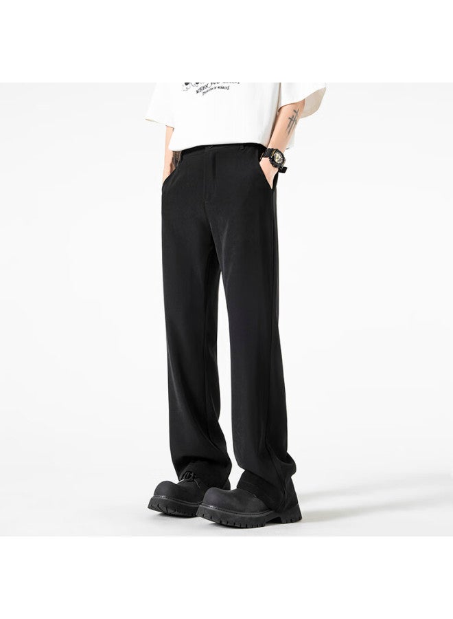 Swamp Area Men's Straight-leg Trousers With Slight Flare, Autumn And Winter High-quality Casual Dress Pants Ks075 Black XL - Image 2