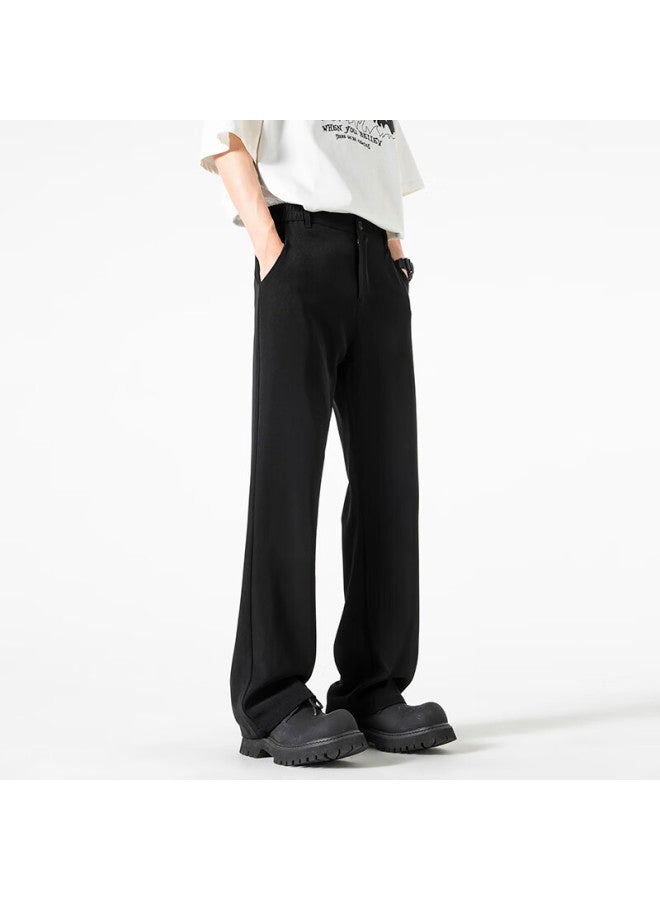 Swamp Area Men's Straight-leg Trousers With Slight Flare, Autumn And Winter High-quality Casual Dress Pants Ks075 Black XL - Image 3