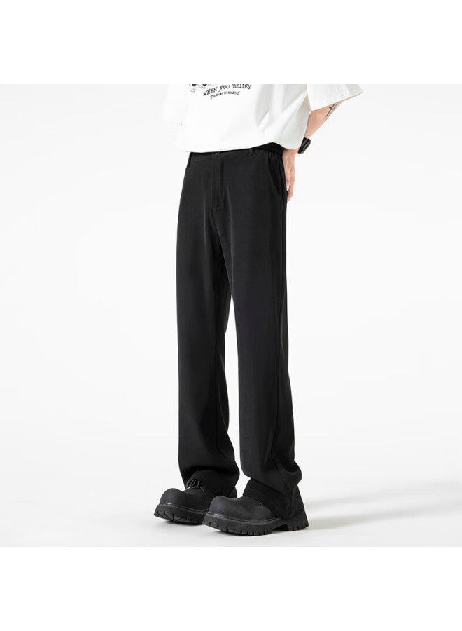Swamp Area Men's Straight-leg Trousers With Slight Flare, Autumn And Winter High-quality Casual Dress Pants Ks075 Black XL - Image 4