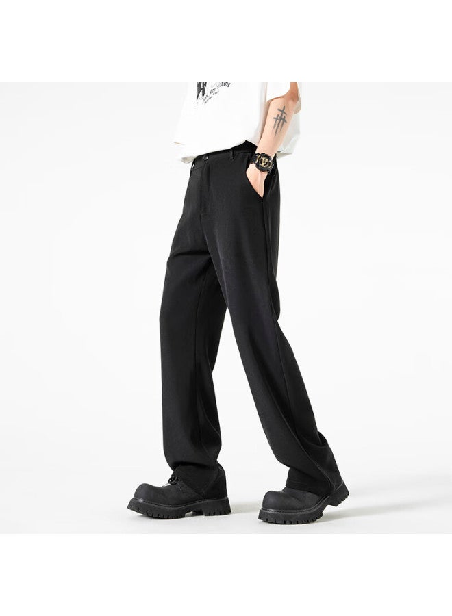 Swamp Area Men's Straight-leg Trousers With Slight Flare, Autumn And Winter High-quality Casual Dress Pants Ks075 Black XL - Image 5