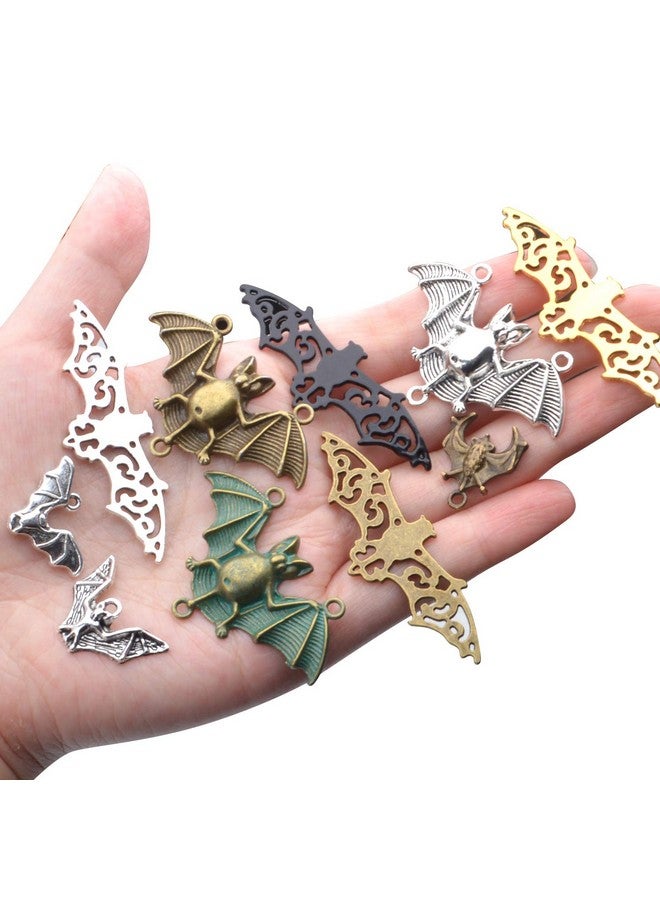 Aylifu 100G (About 30 Pieces) Metal Alloy Bat Pendant Charm Mixed Halloween Flittermouse Flying Vampire Connector Charms For Jewelry Making Bracelet Necklace - Image 2