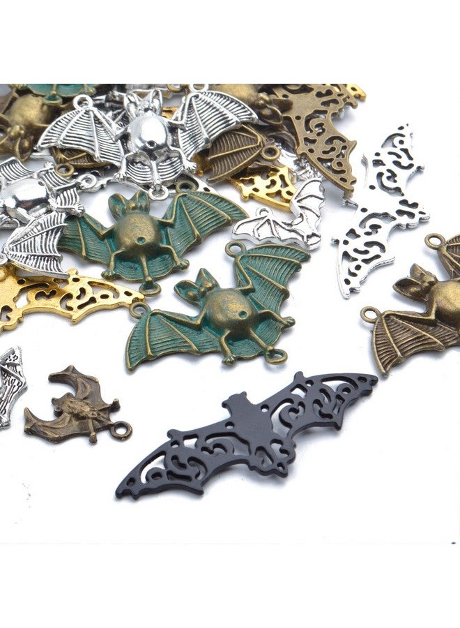 Aylifu 100G (About 30 Pieces) Metal Alloy Bat Pendant Charm Mixed Halloween Flittermouse Flying Vampire Connector Charms For Jewelry Making Bracelet Necklace - Image 4