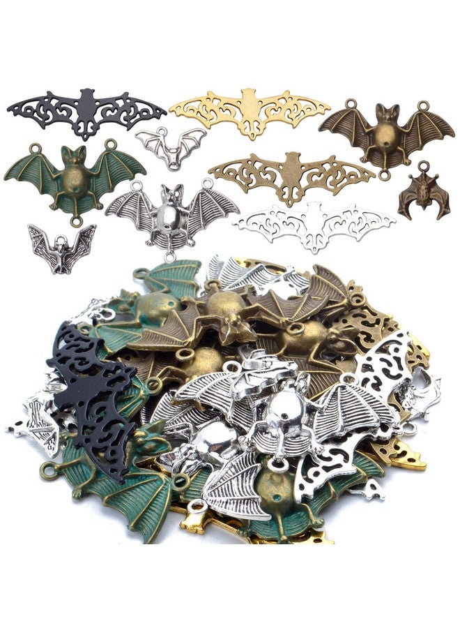 Aylifu 100G (About 30 Pieces) Metal Alloy Bat Pendant Charm Mixed Halloween Flittermouse Flying Vampire Connector Charms For Jewelry Making Bracelet Necklace - Image 1