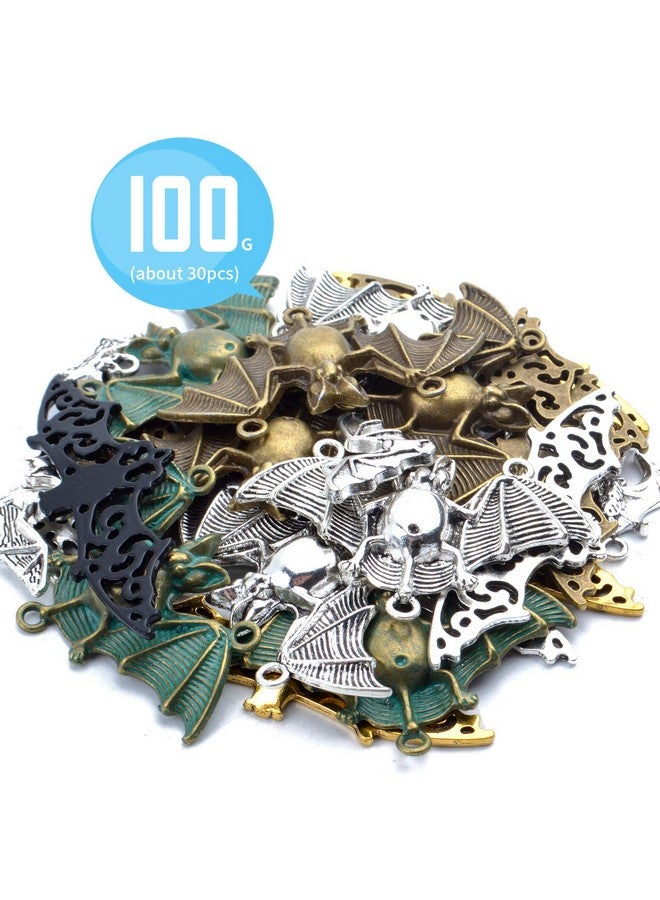 Aylifu 100G (About 30 Pieces) Metal Alloy Bat Pendant Charm Mixed Halloween Flittermouse Flying Vampire Connector Charms For Jewelry Making Bracelet Necklace - Image 3