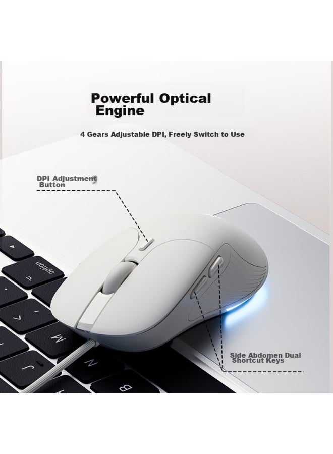 إنفيك Inphic B2 ماوس ألعاب سلكي، ماكرو ضوئي صوتي مكتبي مريح، واجهة USB، متوافق مع أجهزة اللابتوب والحواسيب، لون المشمش الأبيض - Image 4