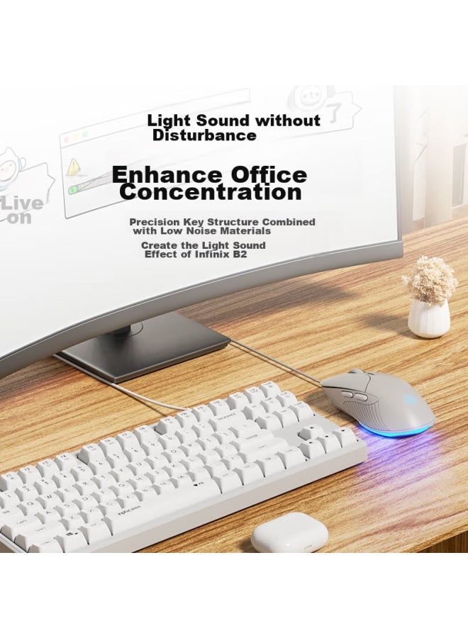 إنفيك Inphic B2 ماوس ألعاب سلكي، ماكرو ضوئي صوتي مكتبي مريح، واجهة USB، متوافق مع أجهزة اللابتوب والحواسيب، لون المشمش الأبيض - Image 5