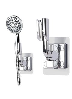 Excefore Shower Head Holder, 2 Pcs Adjustable Shower Bracket, No Drilling Strong Paste Shower Holder, Wall Mount Shower Head Holder, Silver  - Image 1
