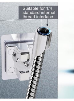 Excefore Shower Head Holder, 2 Pcs Adjustable Shower Bracket, No Drilling Strong Paste Shower Holder, Wall Mount Shower Head Holder, Silver  - Image 3