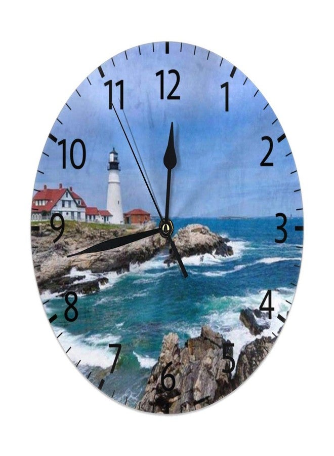 Mount Hour Home Decor Lighthouse Round Wall Clock Acrylic Silent Non Ticking Decorative Clocks for Living Room Kitchen - Image 1