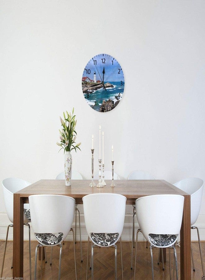 Mount Hour Home Decor Lighthouse Round Wall Clock Acrylic Silent Non Ticking Decorative Clocks for Living Room Kitchen - Image 3