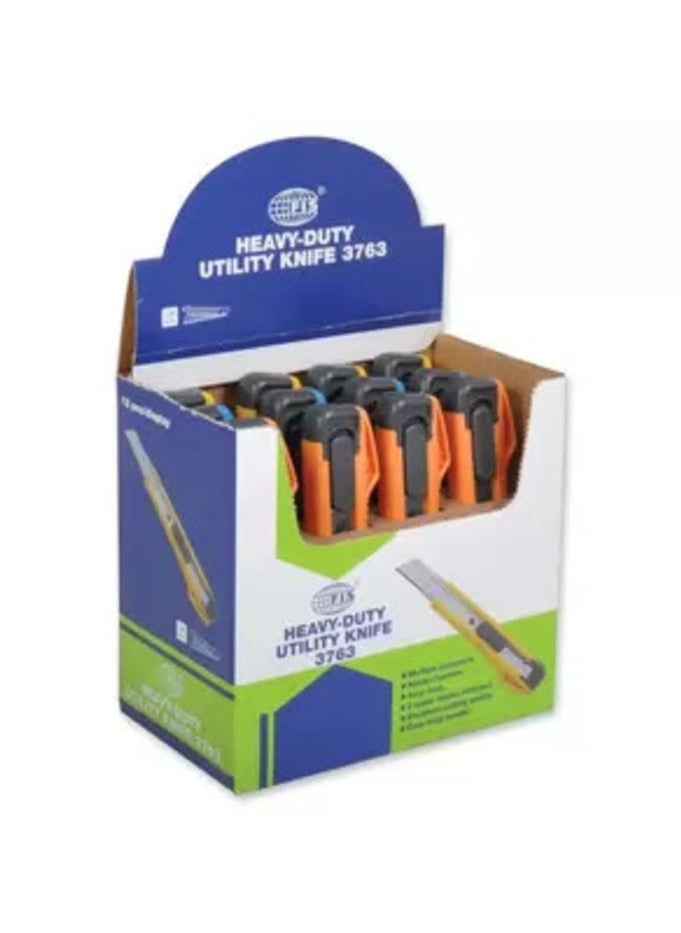 FIS FIS Heavy Duty Cutters, Pack of 12 pieces, 18 mm Size, Assorted Colors 