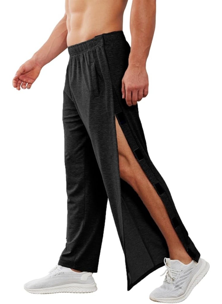Men's Tear-Off Post-Surgery Pants: Suitable for individuals with mobility issues. Side-fastening, slit-front athletic pants. Loose-fitting, casual post-operative pants with pockets. - Image 2