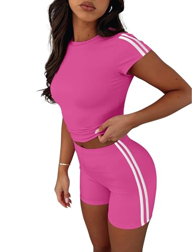 NIASHOT Workout Sets for Women Summer Two Piece Gym Pilates Yoga Athletic Sets Active Wear 2 Piece Casual Lounge Fashion Tennis Outfits Streetwear Pink M - Image 3