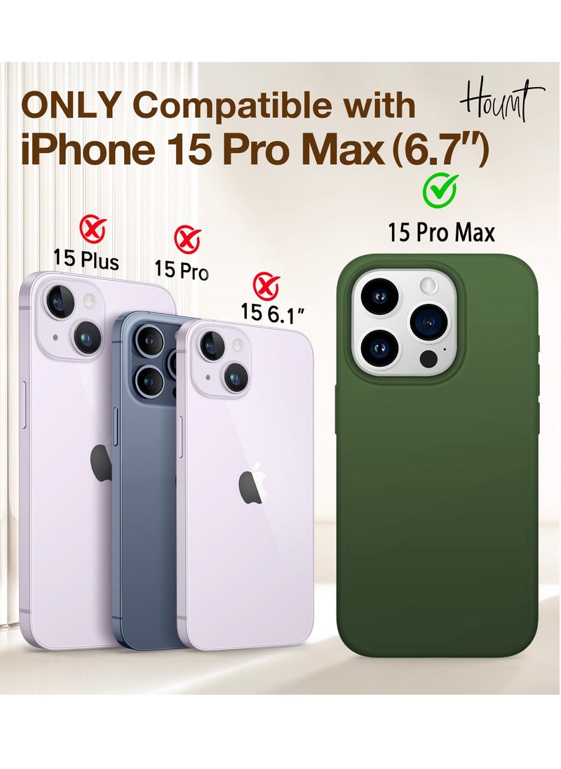 Houmt - iPhone 15 Pro Max Case Silicone with 1X Camera Protector+ 1X Screen Protector Compatible with iPhone 15 Pro Max Cover Liquid Soft Silicone Inside Microfiber Lining Slim Thin Protective Case Cover - Image 1