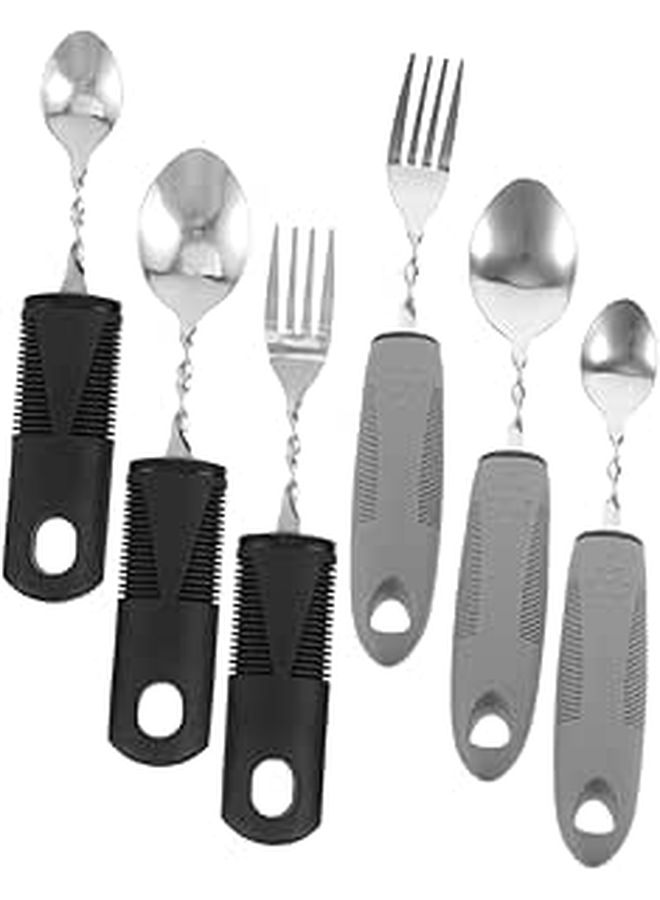 6 Elderly Handicap Adaptive Utensils With Wrist Weights For Vision Impaired Seniors - Image 1