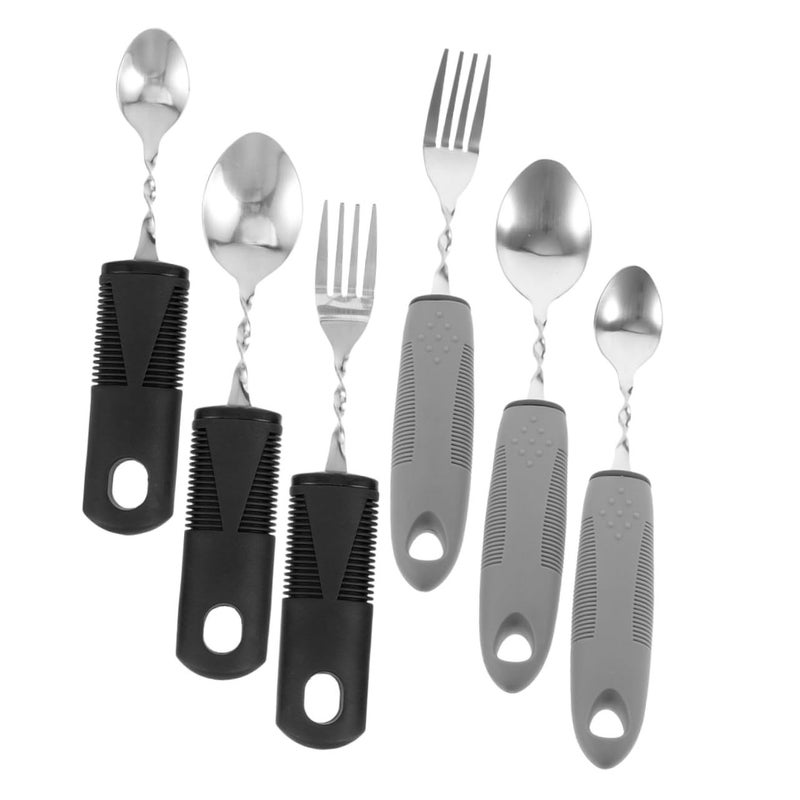 6 Elderly Handicap Adaptive Utensils With Wrist Weights For Vision Impaired Seniors - Image 2