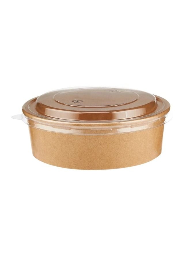 YASHTECH 500 ML Eco-friendly Kraft Brown Salad Bowl with PET Lid Round Shape Great for Take-outs Pack of 50 Pcs  - Image 1