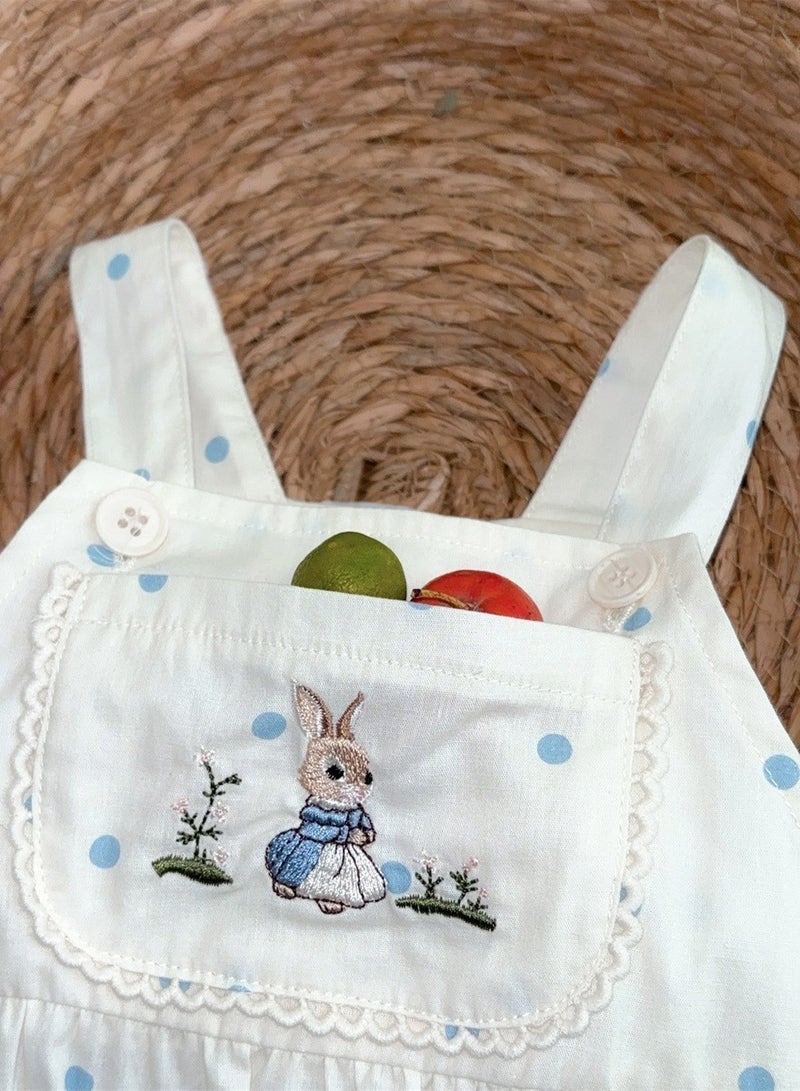 Baby Girl Bunny Print Polka Dot Romper with Hat – Sleeveless Summer Outfit, Newborn Baby Clothes, Baby Gift Set for Shower & Photoshoot – 73cm - Image 5