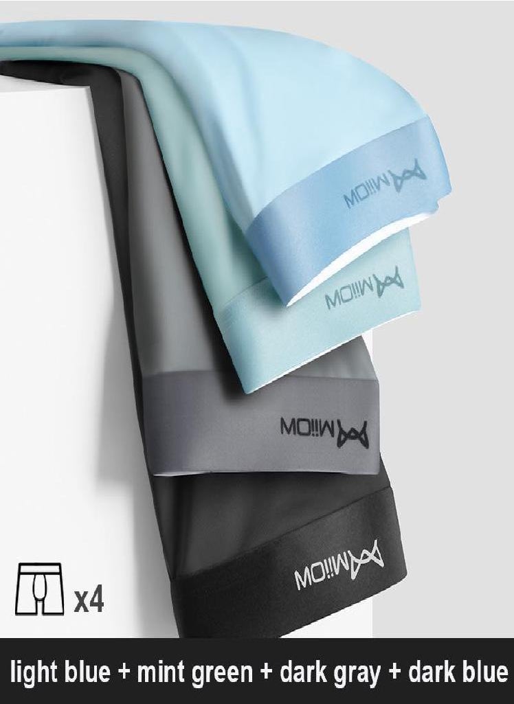MIIOW - 4Pcs Lot Men Boxer Shorts Graphene Antibacterial Ice Silk Underwear Man Boxershorts Seamless Breathable Male Panties - Image 1
