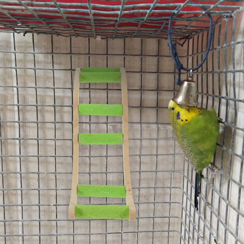 Wooden Parrot Cage Ladder with Claw Grinding for Budgie Cockatiel Small Birds - Image 3