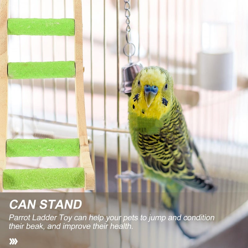 Wooden Parrot Cage Ladder with Claw Grinding for Budgie Cockatiel Small Birds - Image 4